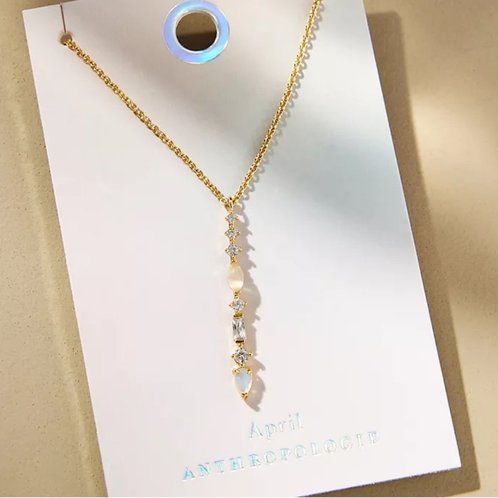 NWT Anthropologie Birthstone Pendant Necklace-April